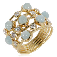 Ippolita Constellation Aquamarine Diamond Cluster Ring in 18K Yellow Gold 0.85 C