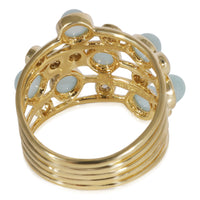 Ippolita Constellation Aquamarine Diamond Cluster Ring in 18K Yellow Gold 0.85 C