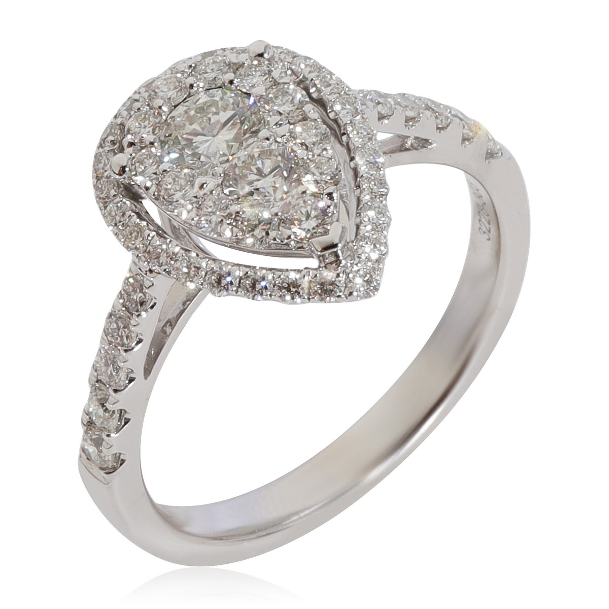 Pear Shape Cluster Ring in 14K White Gold Diamond 0.50 CTW