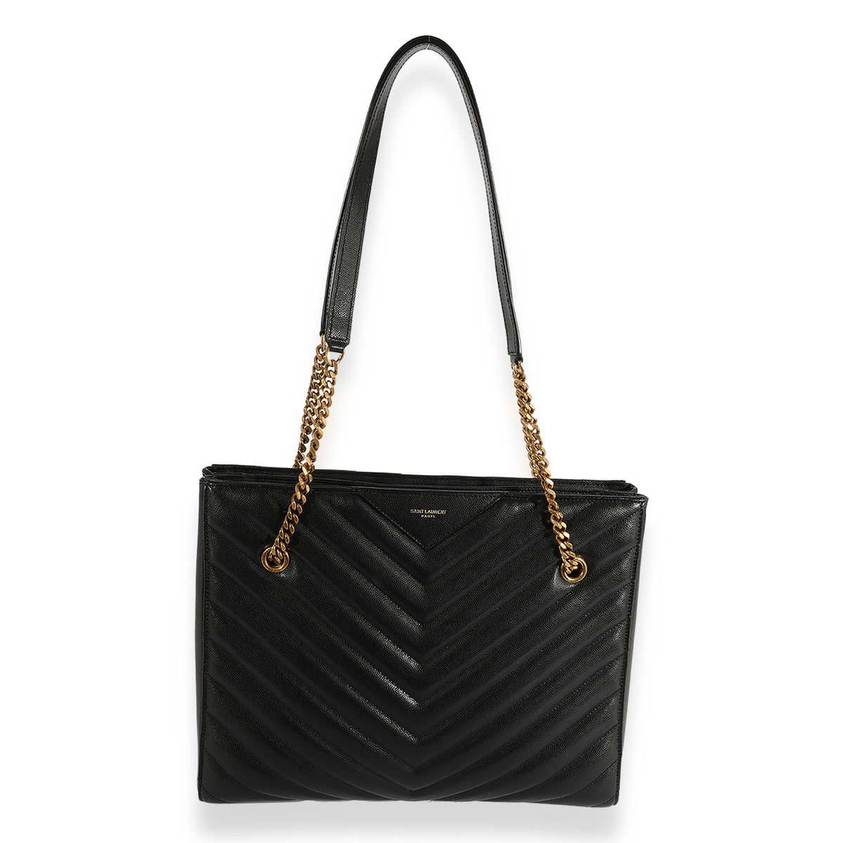 Saint Laurent Black Grain De Poudre Matelassé Medium Tribeca Tote