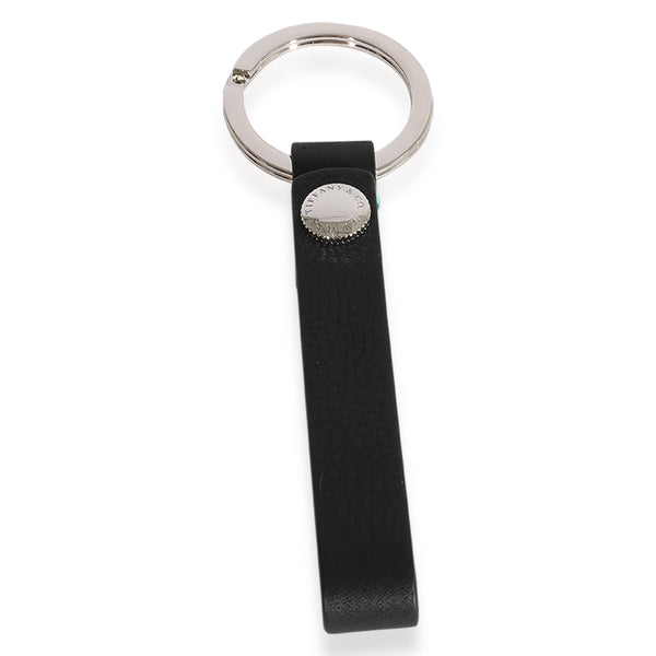 Tiffany & Co. Black & Teal Leather Snap Loop Keychain | myGemma