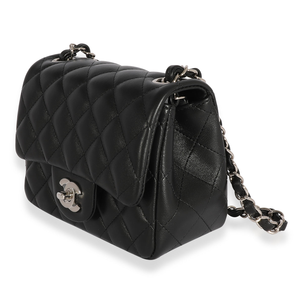 Chanel Black Quilted Lambskin Mini Square Classic Flap Bag