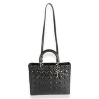 Christian Dior Black Cannage Lambskin Large Lady Dior Tote