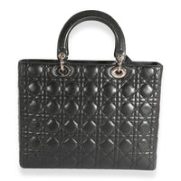 Christian Dior Black Cannage Lambskin Large Lady Dior Tote