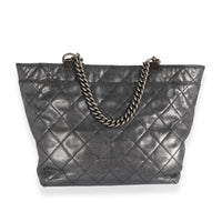 Chanel Metallic Blue Quilted Calfskin Shopping In Chains Tote