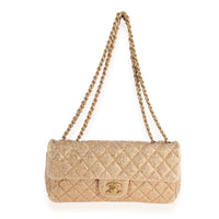 Chanel Metallic Gold Quilted Leather East West Single Flap Bag