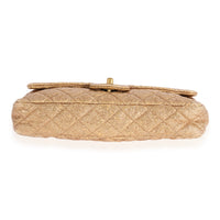 Chanel Metallic Gold Quilted Leather East West Single Flap Bag