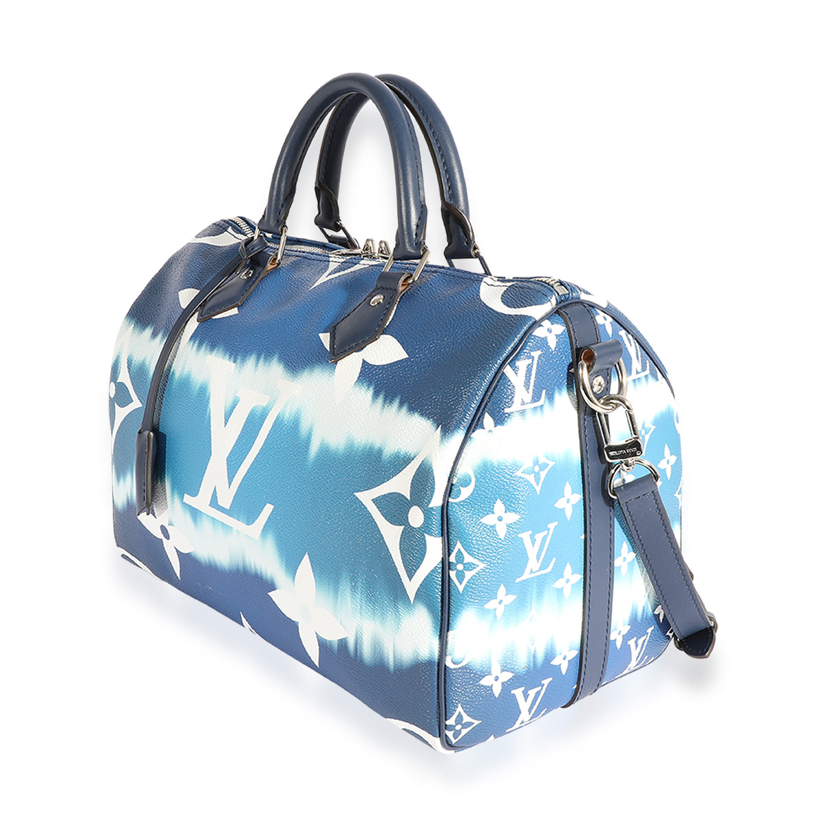 Louis+Vuitton+Speedy+Bandouliere+Duffle+30+Blue+Canvas for sale online