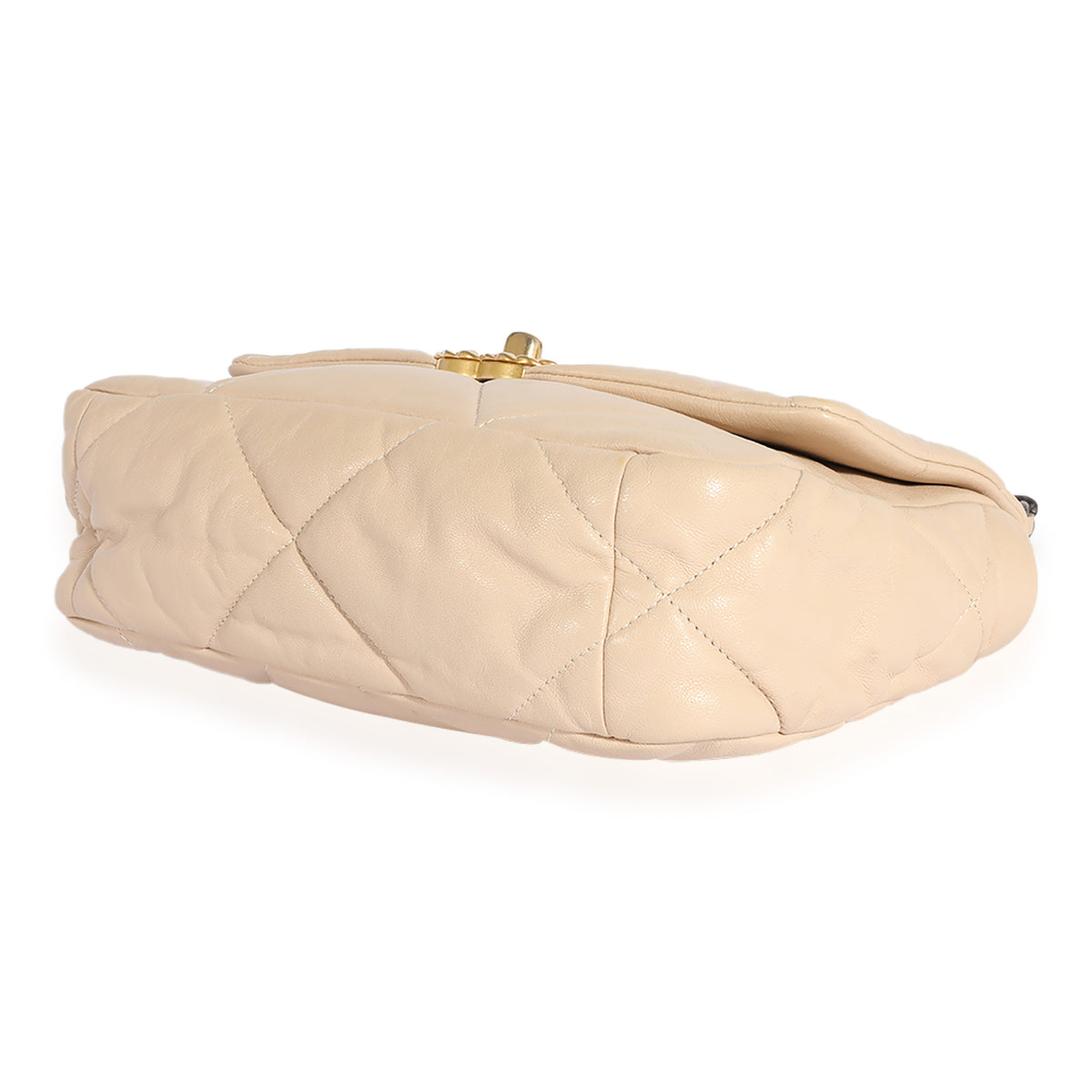 Beige Quilted Lambskin Medium  19 Flap Bag