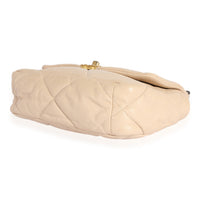 Beige Quilted Lambskin Medium  19 Flap Bag