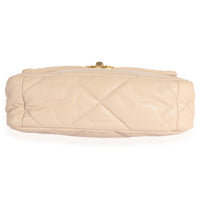 Beige Quilted Lambskin Medium  19 Flap Bag