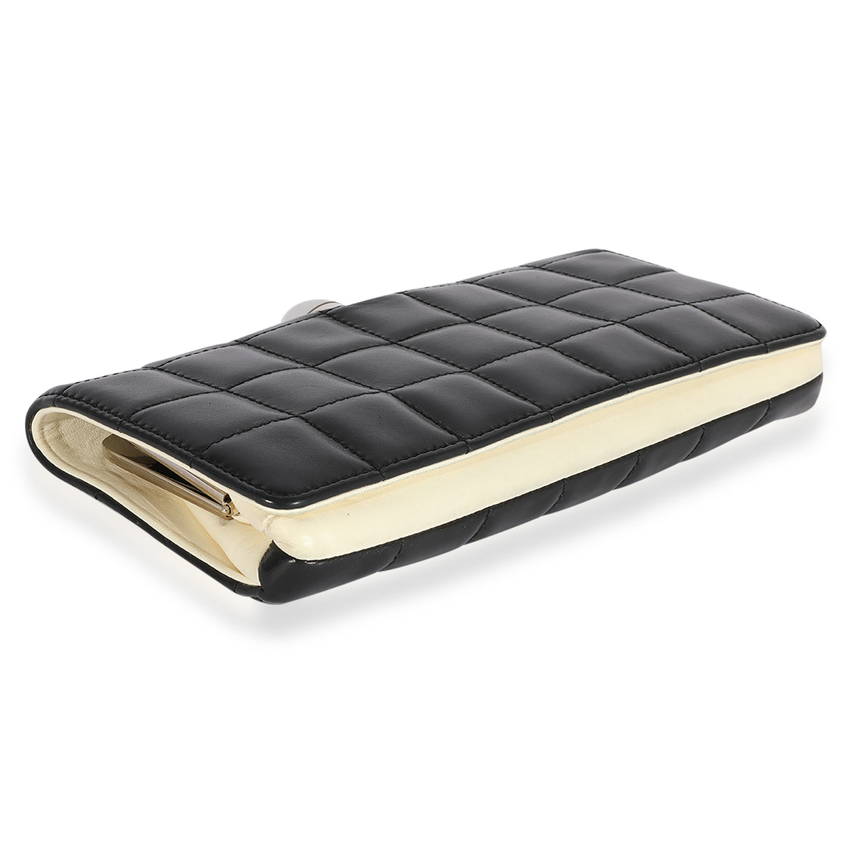 Chanel Black & White Lambskin Chocolate Bar Clutch