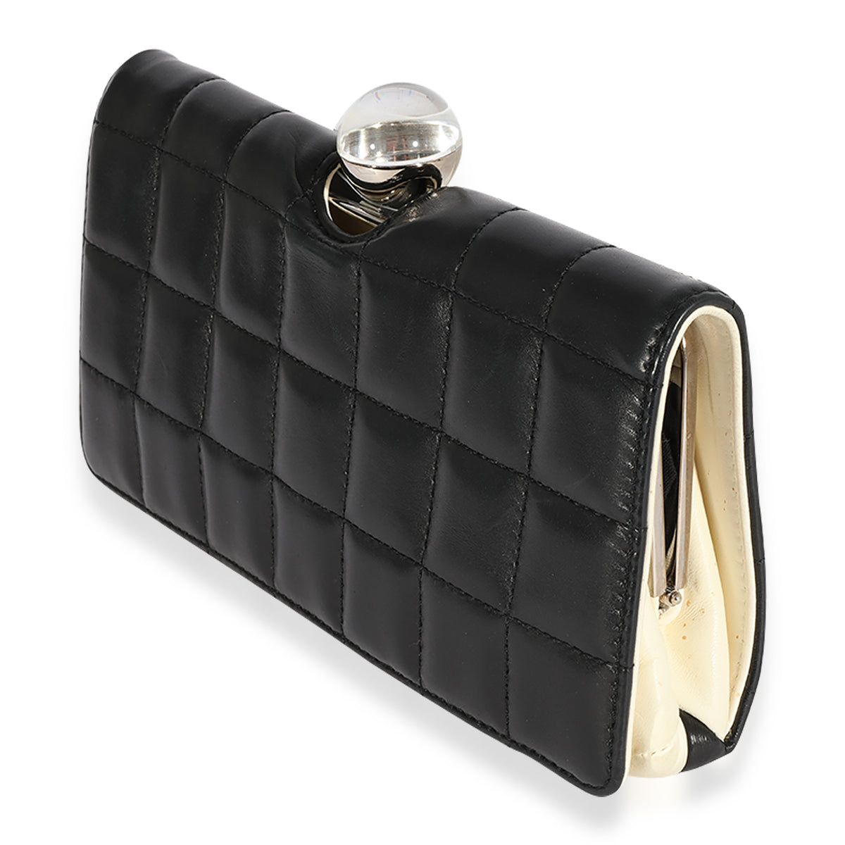 Chanel Black & White Lambskin Chocolate Bar Clutch