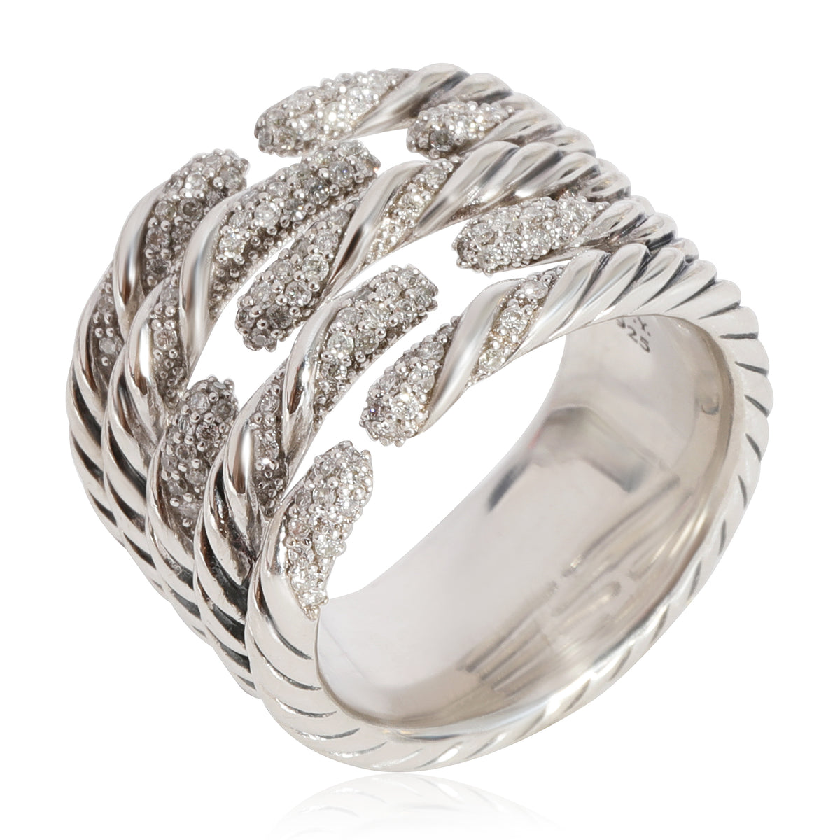 David Yurman Willow Diamond Ring in Sterling Silver 0.35 CTW