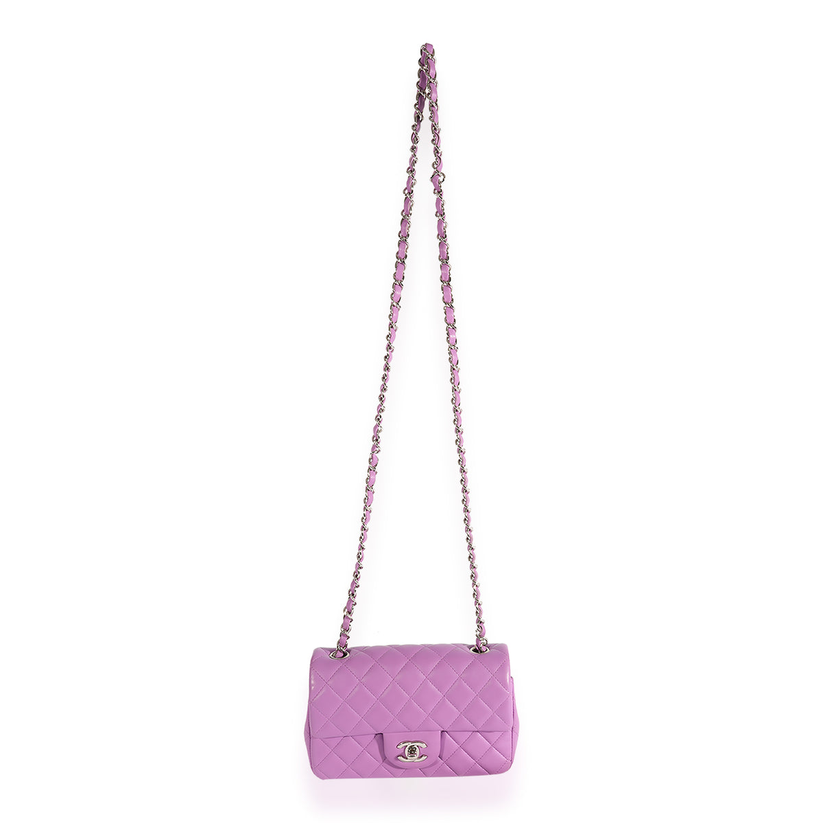 Chanel Purple Quilted Lambskin Mini Rectangular Classic Flap Bag