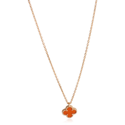 Van Cleef & Arpels Sweet Alhambra Carnelian Pendant in 18K Rose Gold