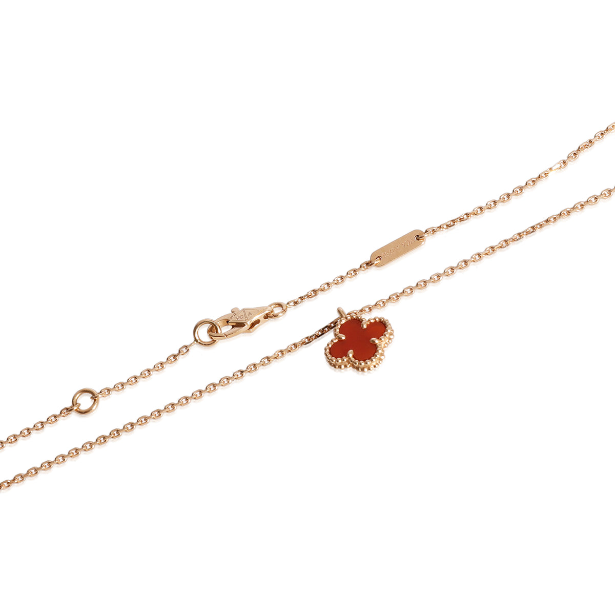 Van Cleef & Arpels Sweet Alhambra Carnelian Pendant in 18K Rose Gold