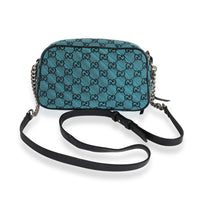 Gucci Blue GG Matelassé Denim Small Marmont Shoulder Bag