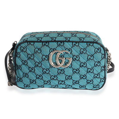 Gucci Blue GG Matelassé Denim Small Marmont Shoulder Bag