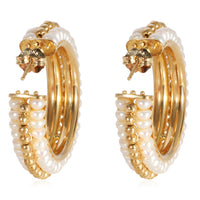 Le Gi Hoop Seed Pearl Earrings in 18k Yellow Gold