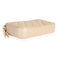 Chanel Gold Quilted Lambskin Double Zip Pearl Chain Wallet