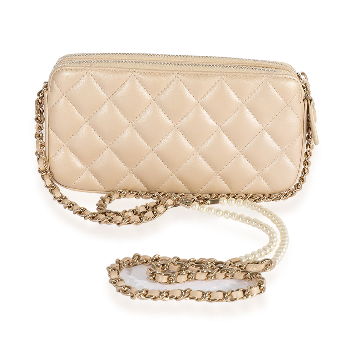 CHANEL Caviar Quilted Flap Card Holder On Chain Yellow 708566