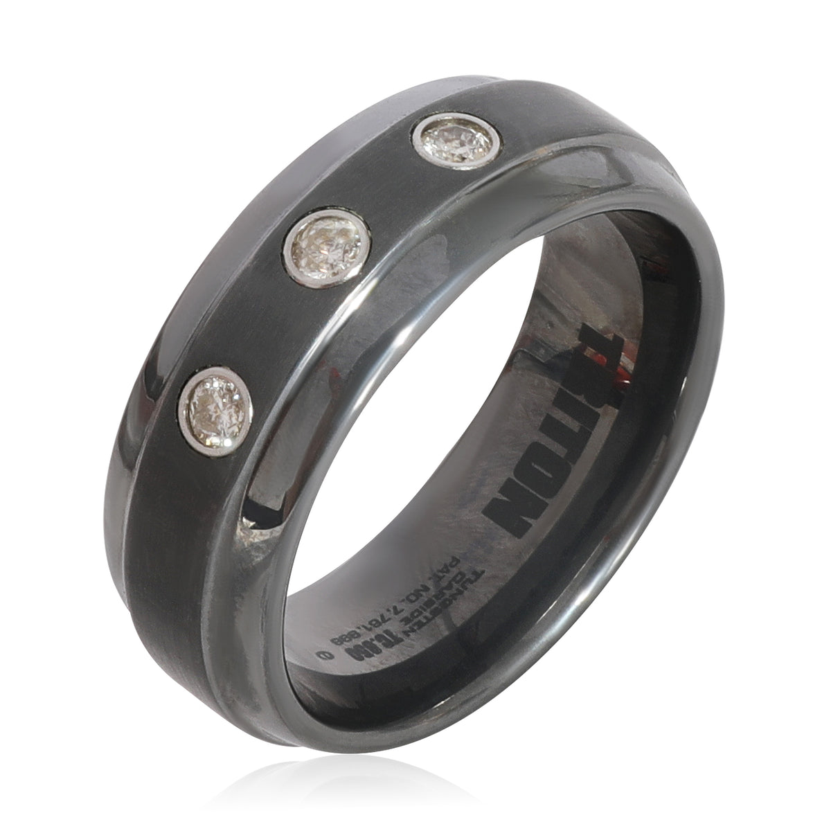 Triton Mens Diamond Band in  Tungsten 0.16 CTW