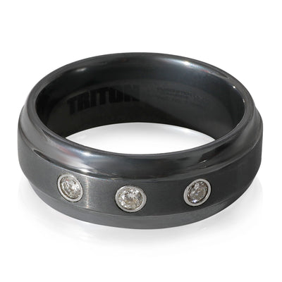 Triton Mens Diamond Band in  Tungsten 0.16 CTW