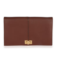 Fendi Brown Leather & FF Motif Canvas Peekaboo Chain Wallet