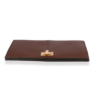 Fendi Brown Leather & FF Motif Canvas Peekaboo Chain Wallet