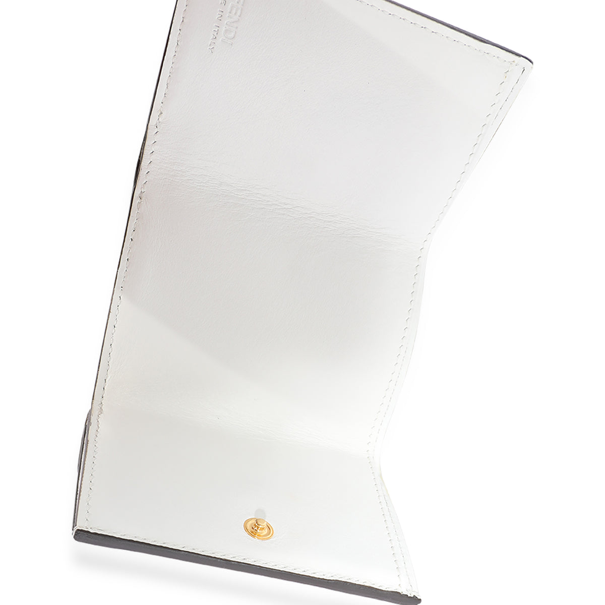 Fendi White Grained Leather Micro Trifold Wallet