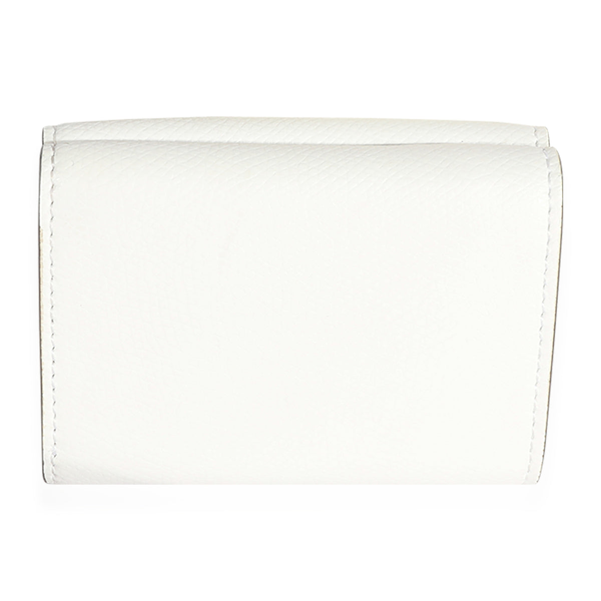 Fendi White Grained Leather Micro Trifold Wallet