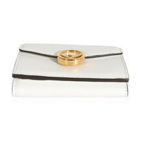 Fendi White Grained Leather Micro Trifold Wallet