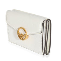 Fendi White Grained Leather Micro Trifold Wallet