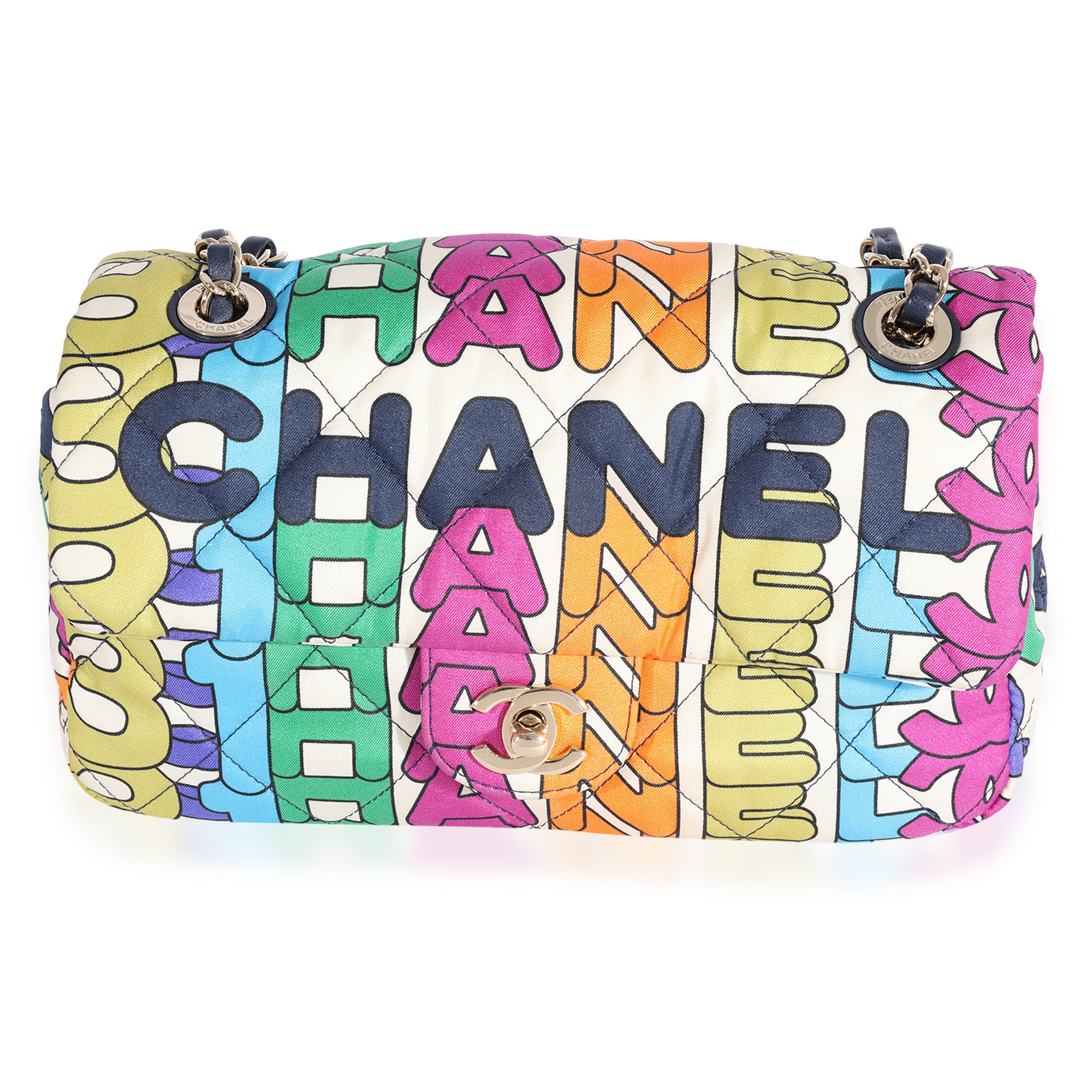Chanel Multicolor Cannage Fabric Medium Double Flap Bag