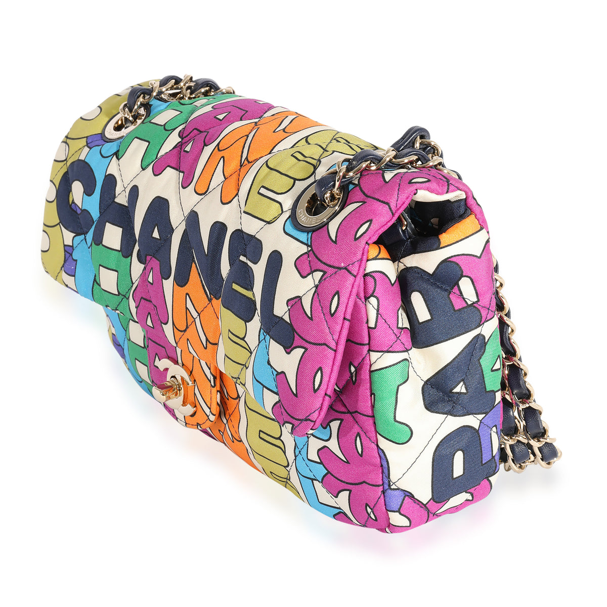 Chanel Rainbow Logo Nylon Single Flap Bag, myGemma