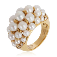 Cartier Vintage, 1991 Pearl Diamond Ring in 18K Yellow Gold 0.16 CTW