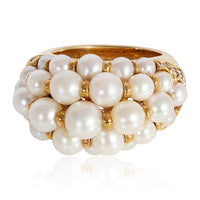 Cartier Vintage, 1991 Pearl Diamond Ring in 18K Yellow Gold 0.16 CTW