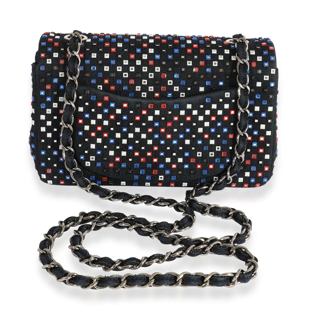 Chanel Multicolor Paillettes Denim Mini Rectangular Classic Flap Bag