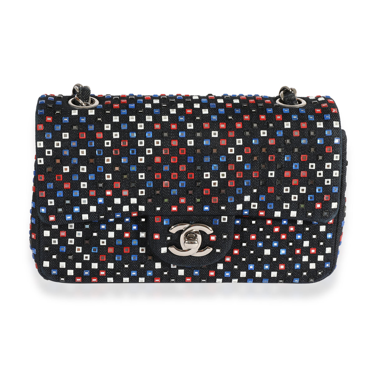 Chanel Multicolor Paillettes Denim Mini Rectangular Classic Flap Bag