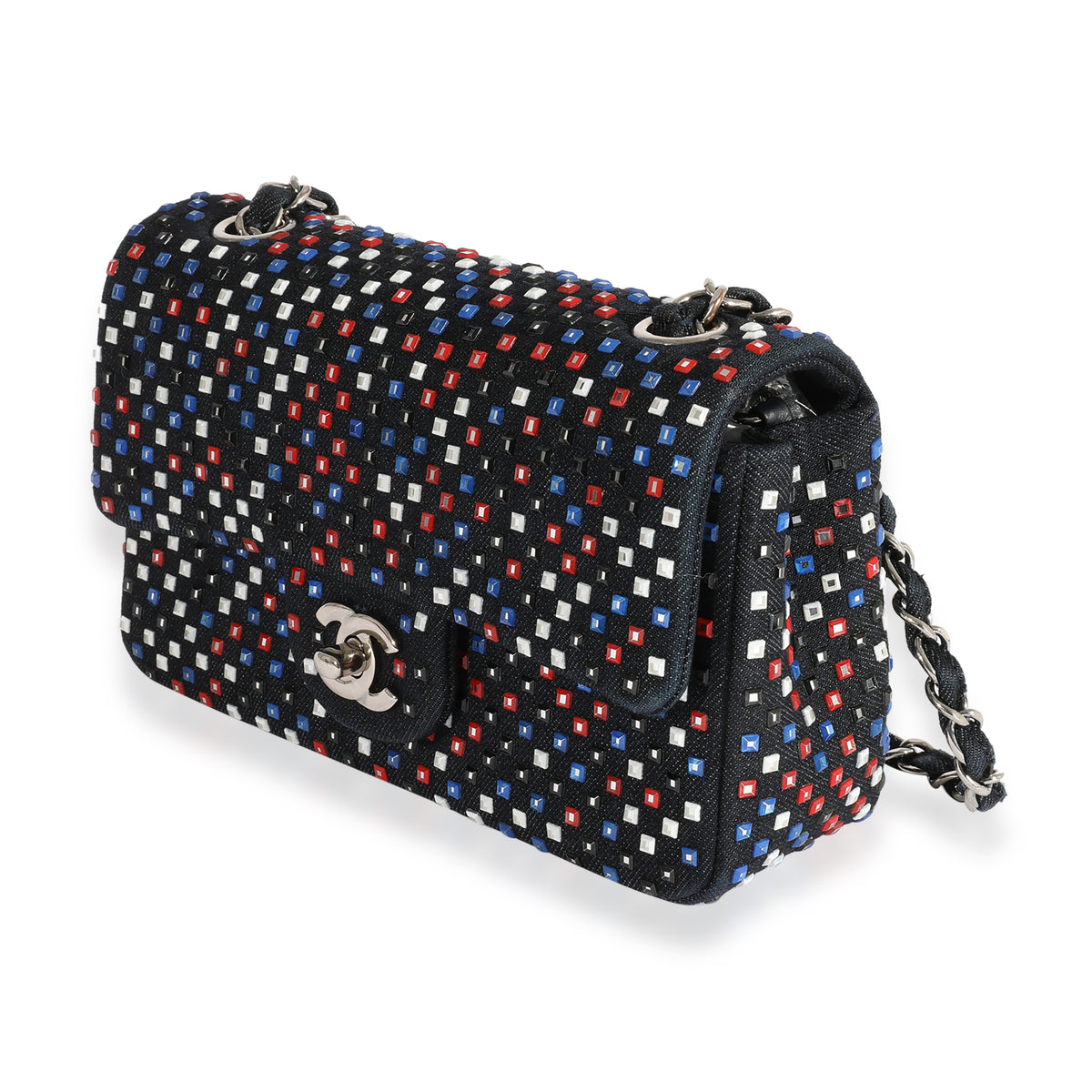 Chanel Multicolor Paillettes Denim Mini Rectangular Classic Flap Bag