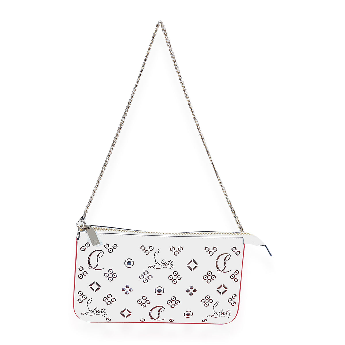 Christian Louboutin White Perforated Leather Loubila Shoulder Bag