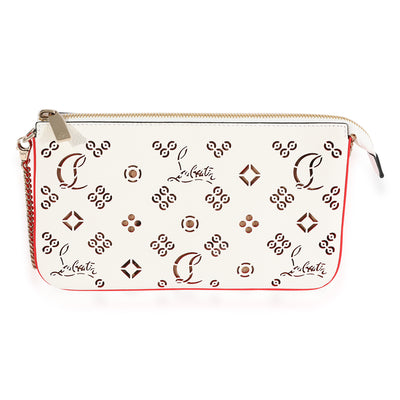 Christian Louboutin White Perforated Leather Loubila Shoulder Bag