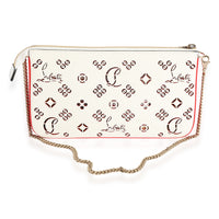 Christian Louboutin White Perforated Leather Loubila Shoulder Bag