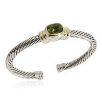 David Yurman Noblesse Cuff Peridot Bracelet in 14K Yellow Gold/Sterling Silver