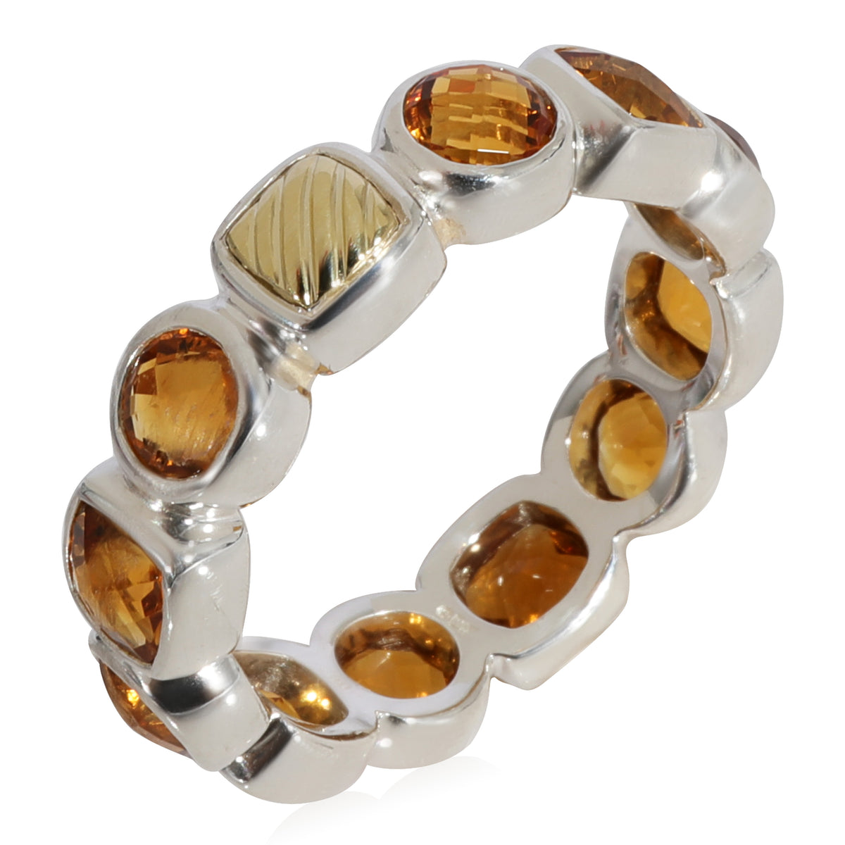 David Yurman Chiclet Citrine Eternity Band in 18K Yellow Gold/Sterling Silver