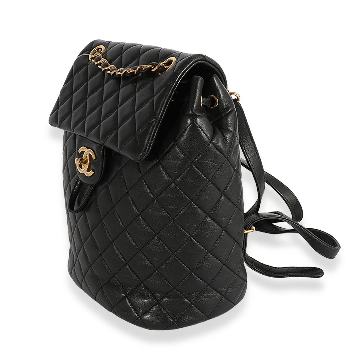CHANEL Lambskin Shearling Quilted CC Backpack Black 1200024