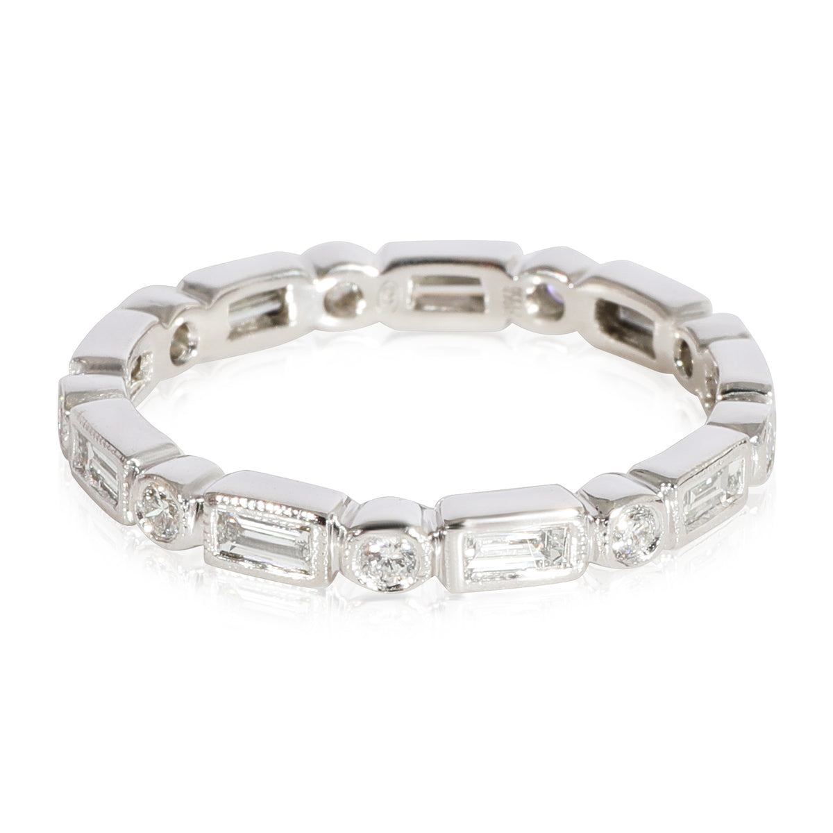 Baguette & Round Diamond Alternating Band in 950 Platinum 0.5 CTW