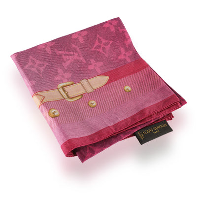 Louis Vuitton Pink Cotton Buckle LV Square Scarf