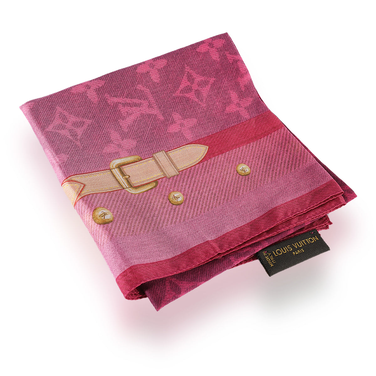 Louis Vuitton Pink Cotton Buckle LV Square Scarf, myGemma